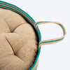 HUFT Whisker Retreat Jute Basket Bed With Cushion For Small Dogs & Cats- Aqua & Brown - Heads Up For Tails