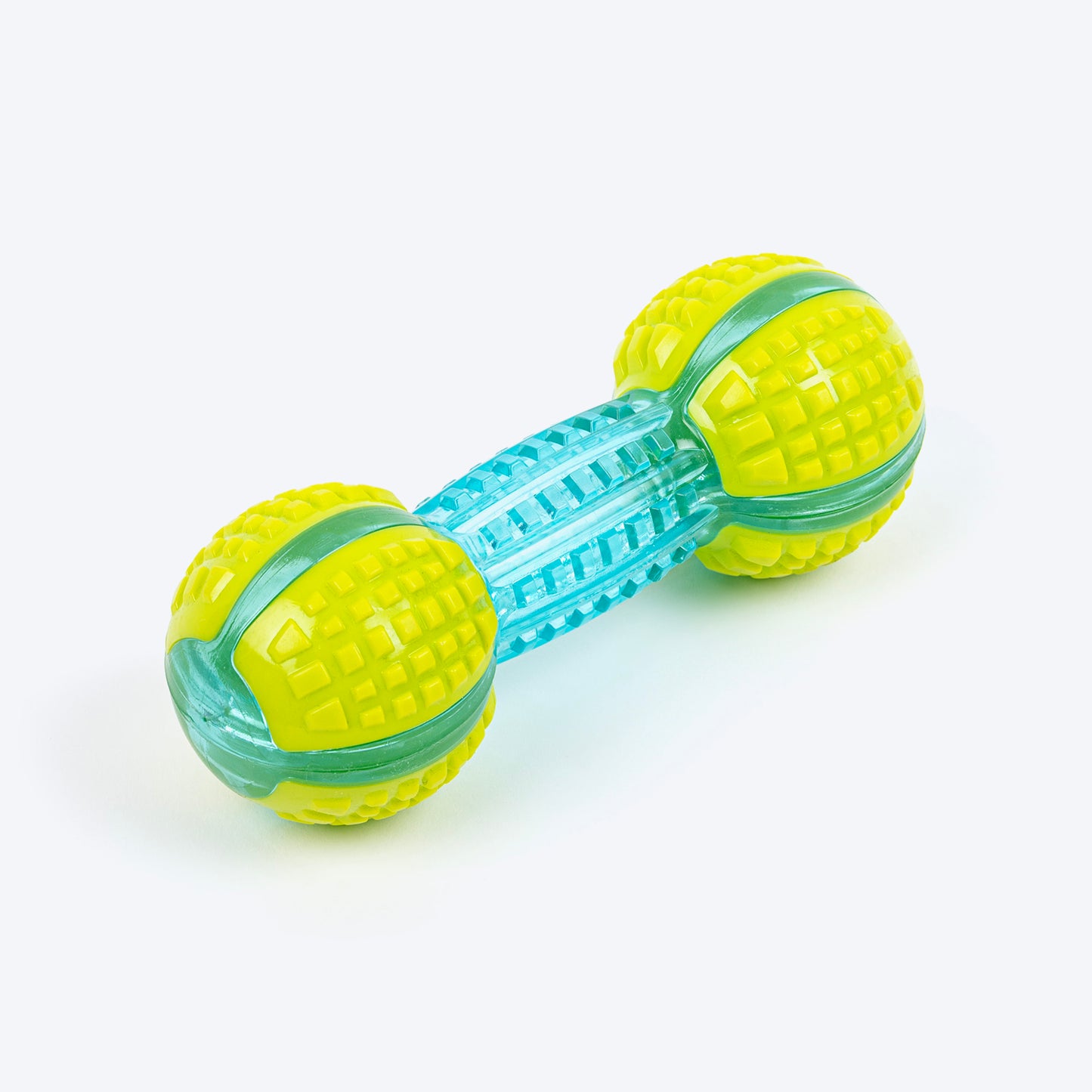 Dash Dog Gnaw & Go Squeaky Toy For Dog - Neon Green & Blue - Heads Up For Tails