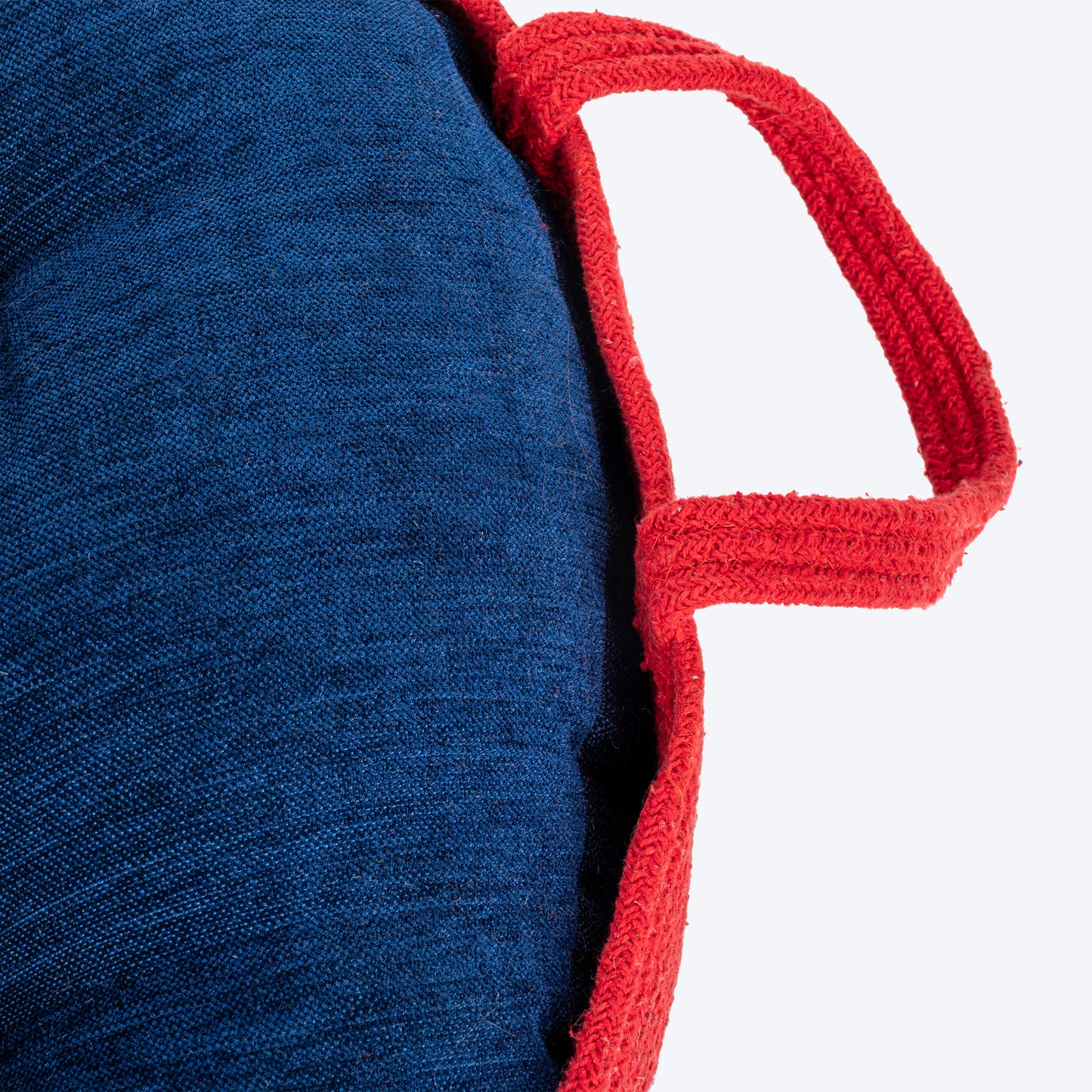 HUFT Cuddle Paws Jute Basket Bed With Cushion For Small Dogs & Cats - Red & Navy - Heads Up For Tails