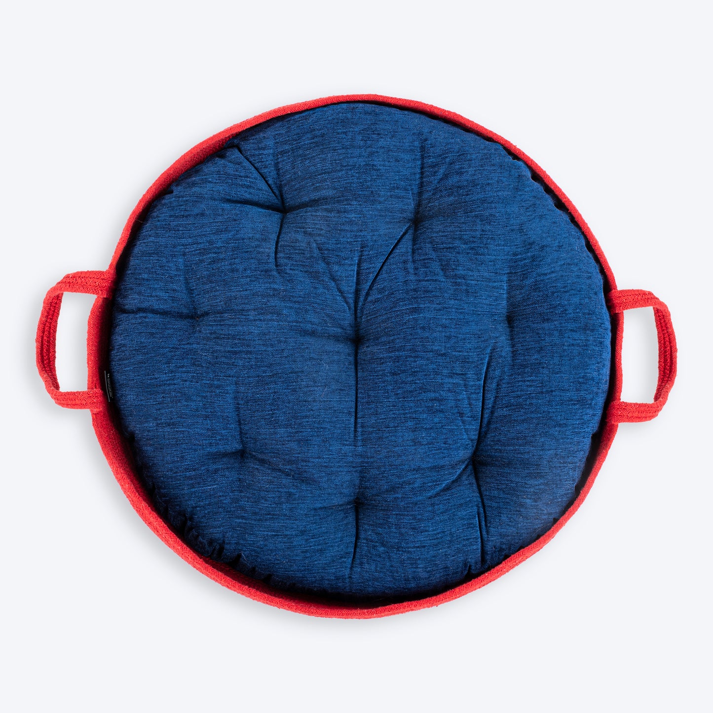HUFT Cuddle Paws Jute Basket Bed With Cushion For Small Dogs & Cats - Red & Navy - Heads Up For Tails