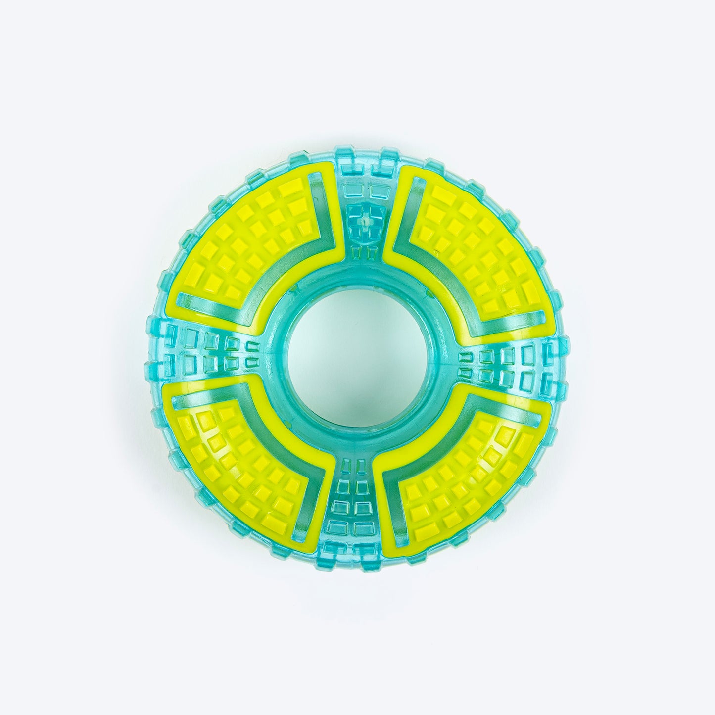 Dash Dog Grab & Gnaw Squeaky Toy For Dog - Neon Green & Blue - Heads Up For Tails