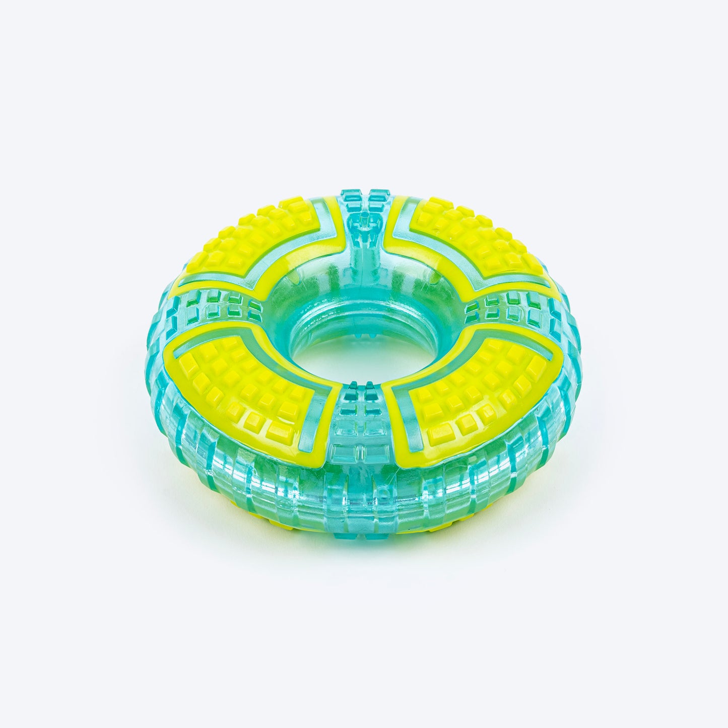 Dash Dog Grab & Gnaw Squeaky Toy For Dog - Neon Green & Blue - Heads Up For Tails