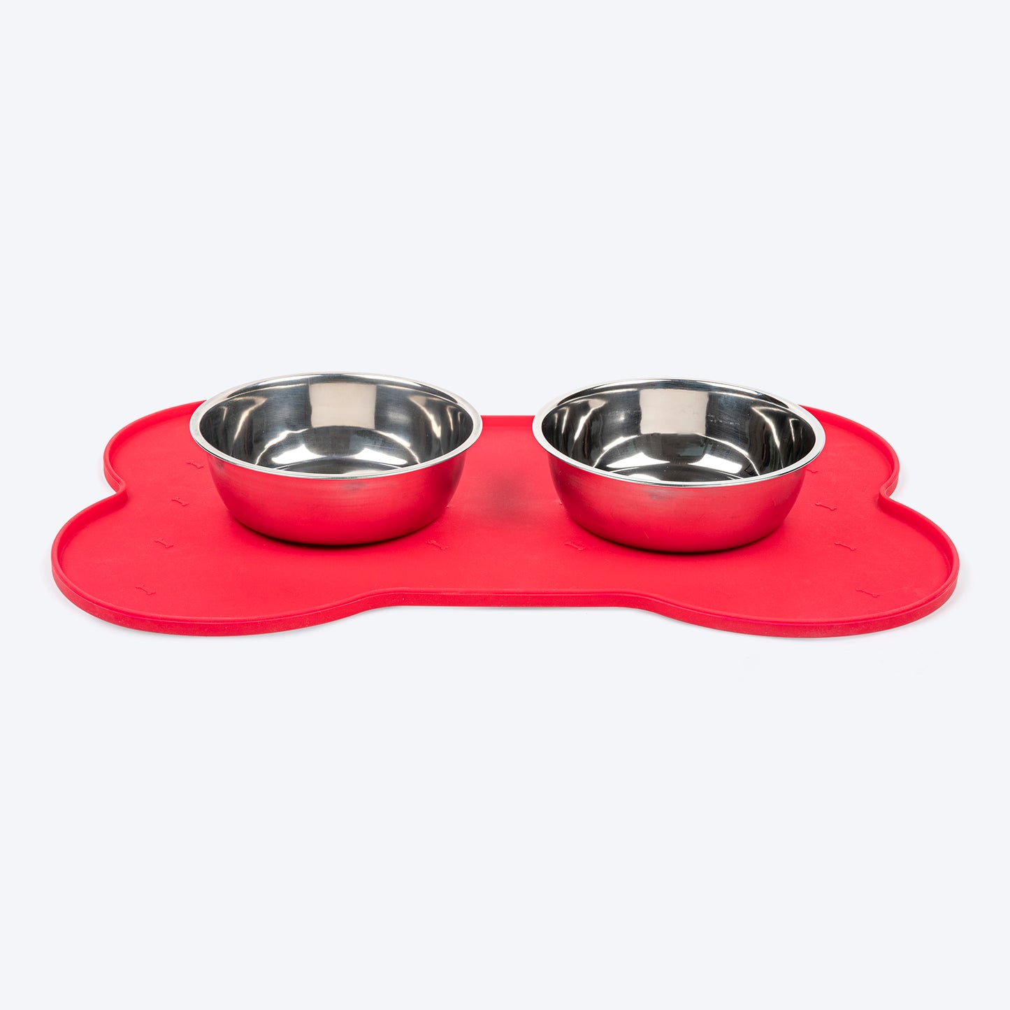 HUFT Anti Spill Bone Shape Bowl Mat For Dog & Cat - Red - Heads Up For Tails