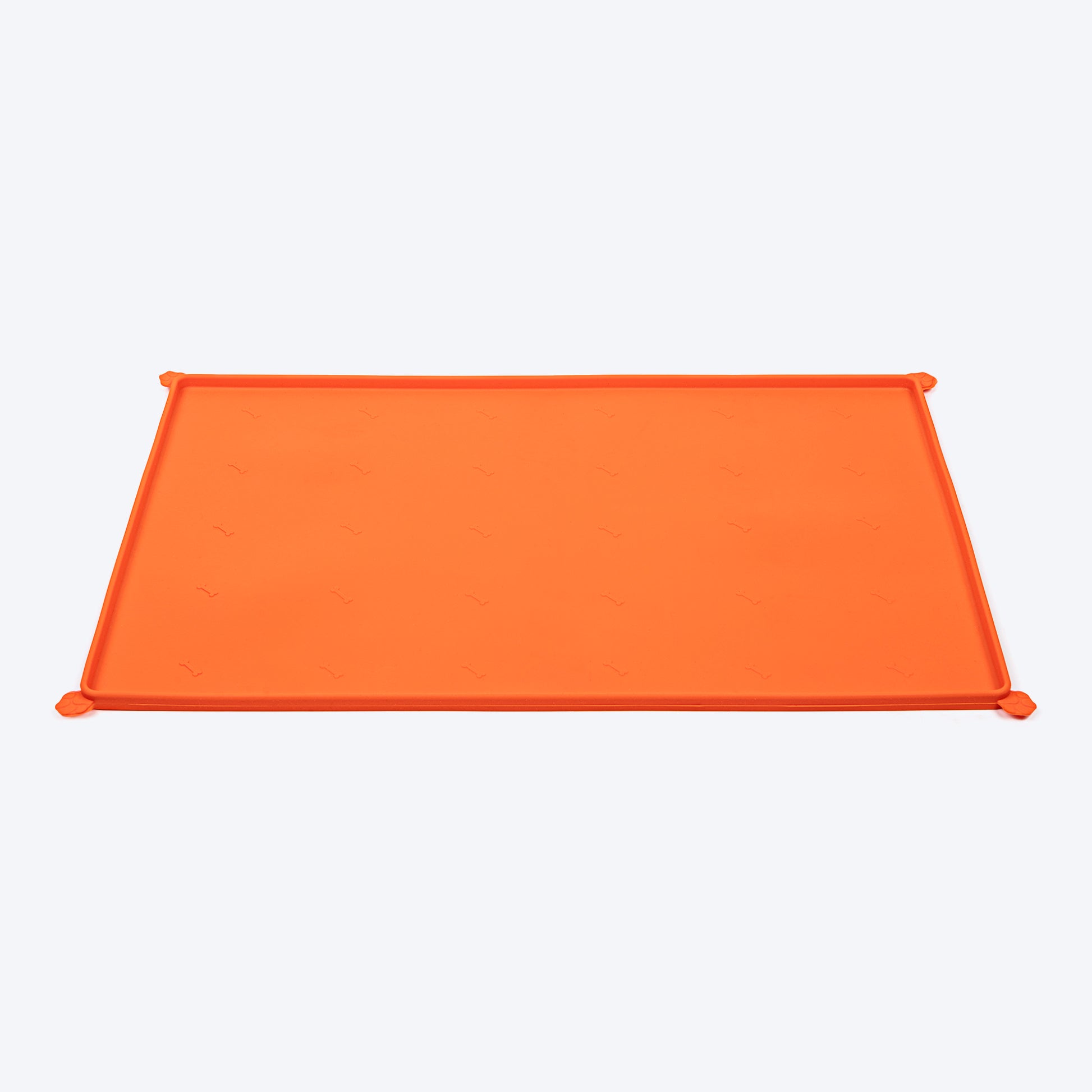 HUFT Anti Spill Rectangle Bowl Mat For Dog & Cat - Orange - Heads Up For Tails