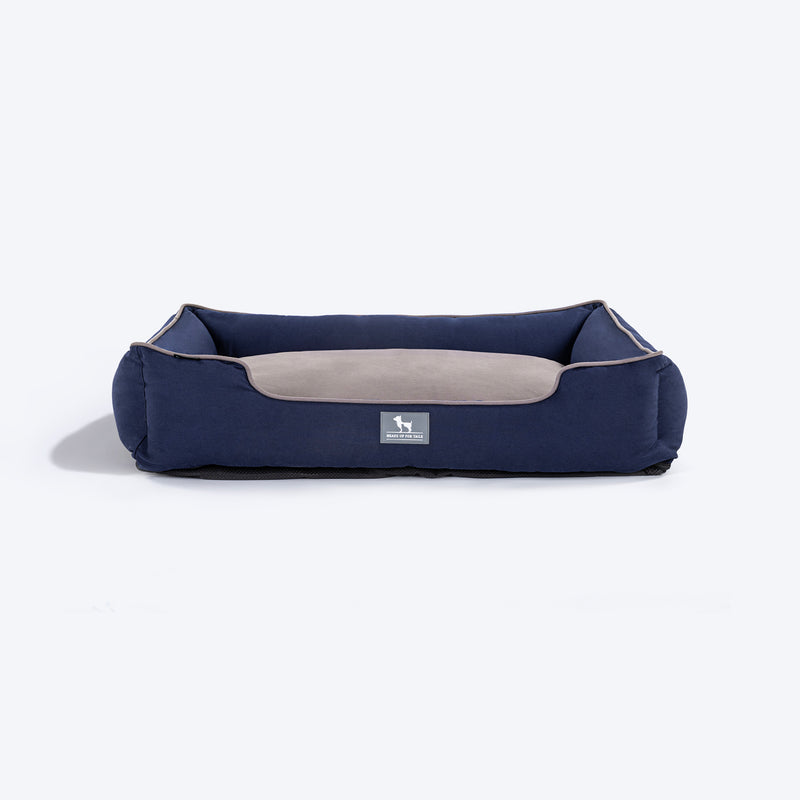HUFT Classic Lounger Dog Bed - Grey & Navy - Heads Up For Tails