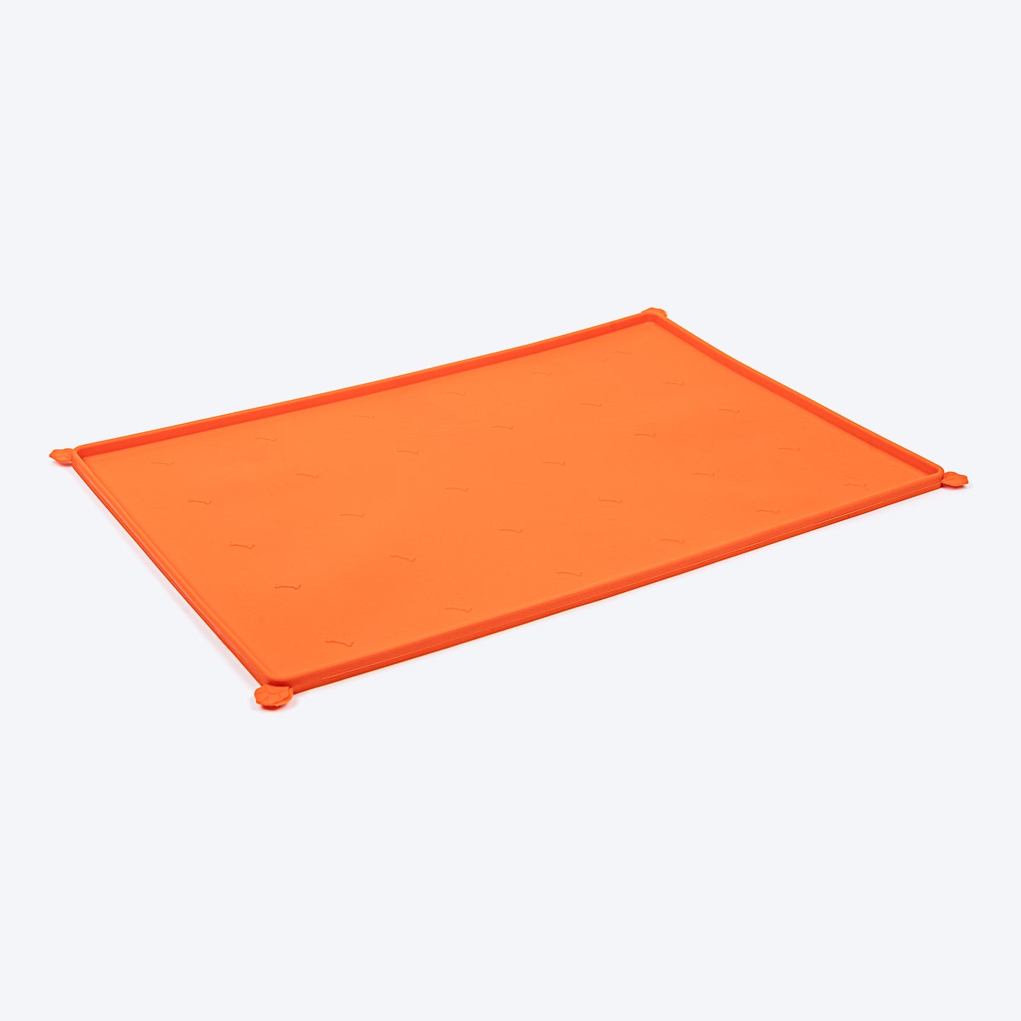 HUFT Anti Spill Rectangle Bowl Mat For Dog & Cat - Orange - Heads Up For Tails