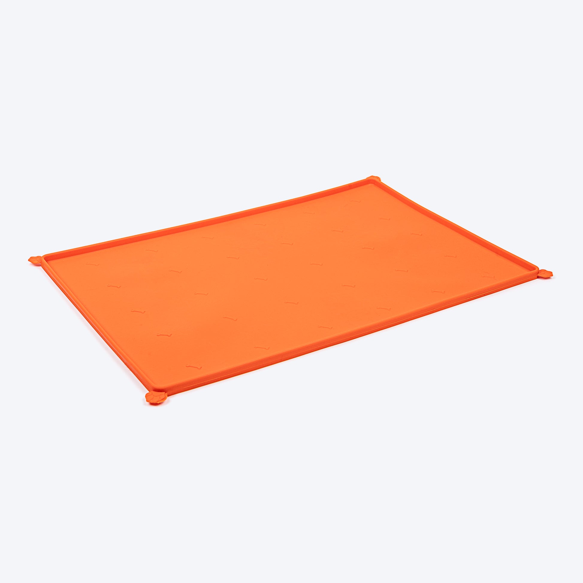 HUFT Anti Spill Rectangle Bowl Mat For Dog & Cat - Orange - Heads Up For Tails