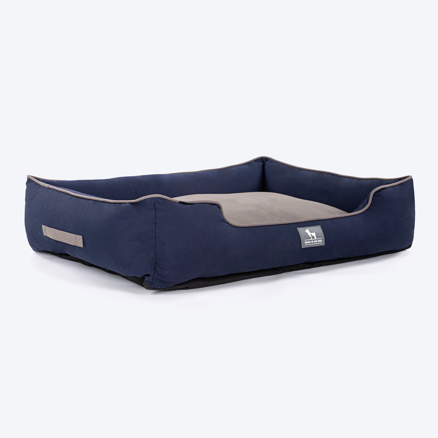HUFT Classic Lounger Dog Bed - Grey & Navy - Heads Up For Tails