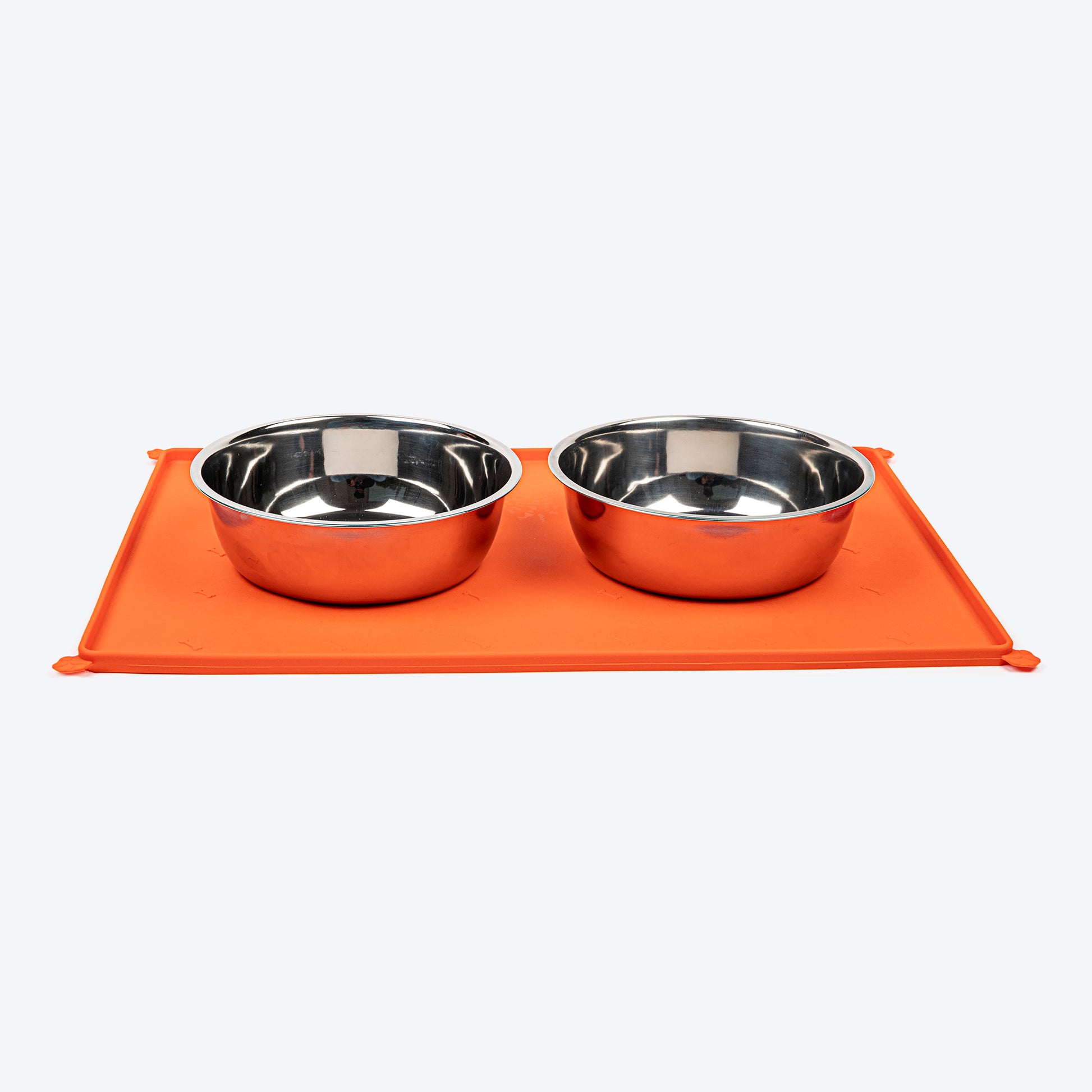 HUFT Anti Spill Rectangle Bowl Mat For Dog & Cat - Orange - Heads Up For Tails