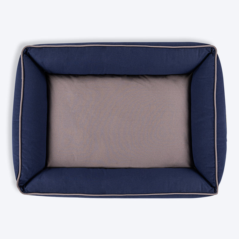 HUFT Classic Lounger Dog Bed - Grey & Navy - Heads Up For Tails