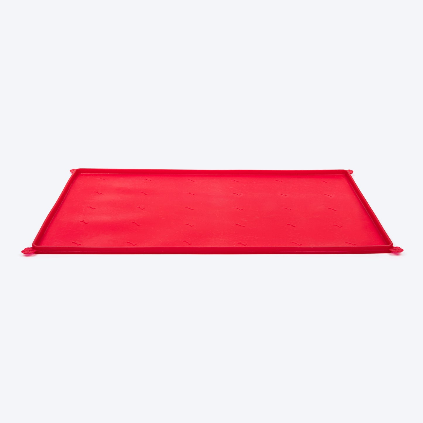 HUFT Anti Spill Rectangle Bowl Mat For Dog & Cat - Red - Heads Up For Tails