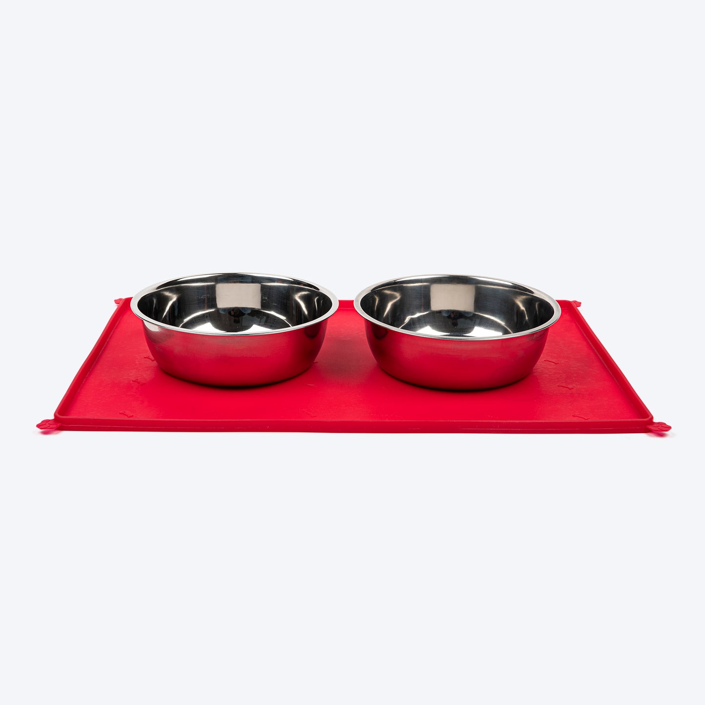 HUFT Anti Spill Rectangle Bowl Mat For Dog & Cat - Red - Heads Up For Tails