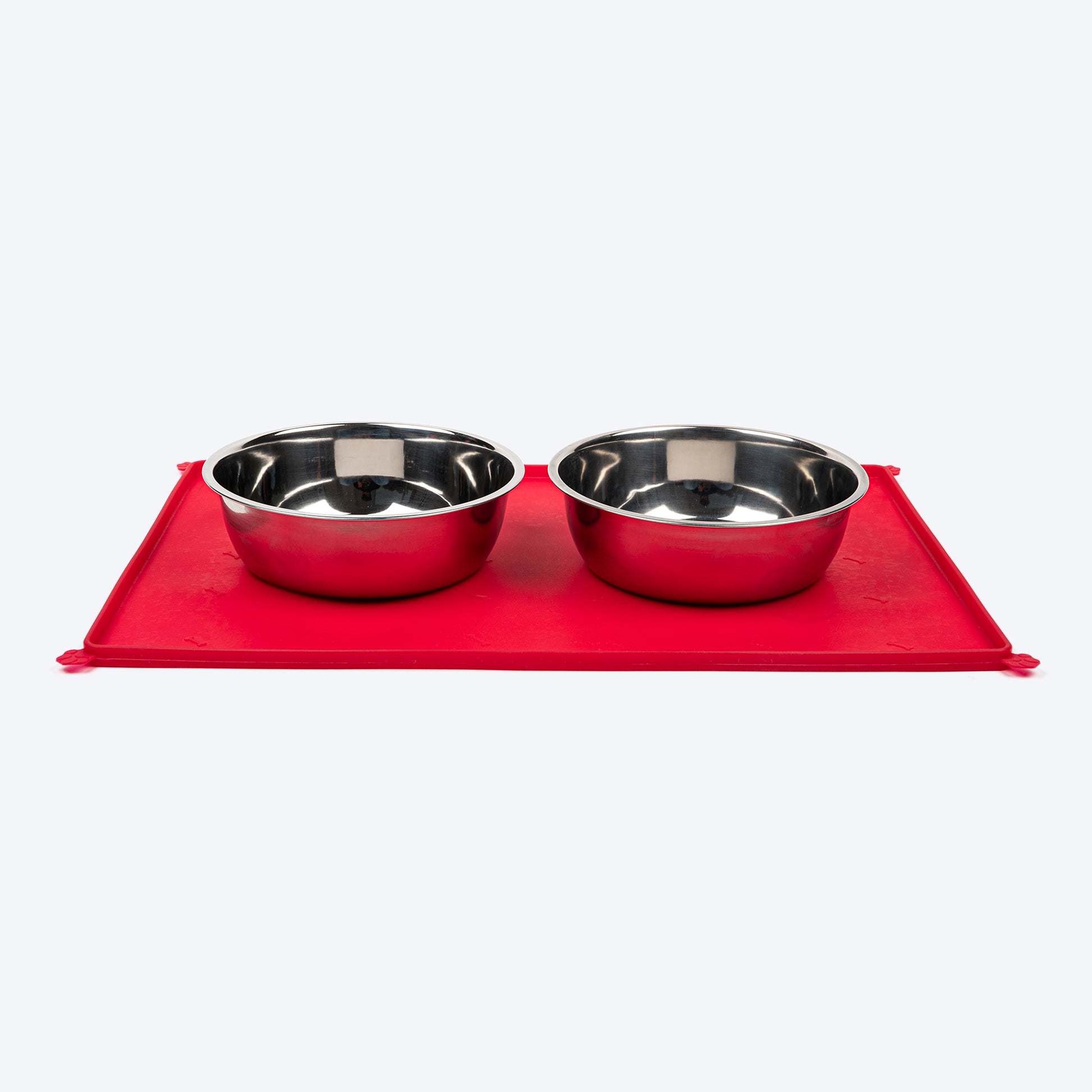 HUFT Anti Spill Rectangle Bowl Mat For Dog & Cat - Red - Heads Up For Tails