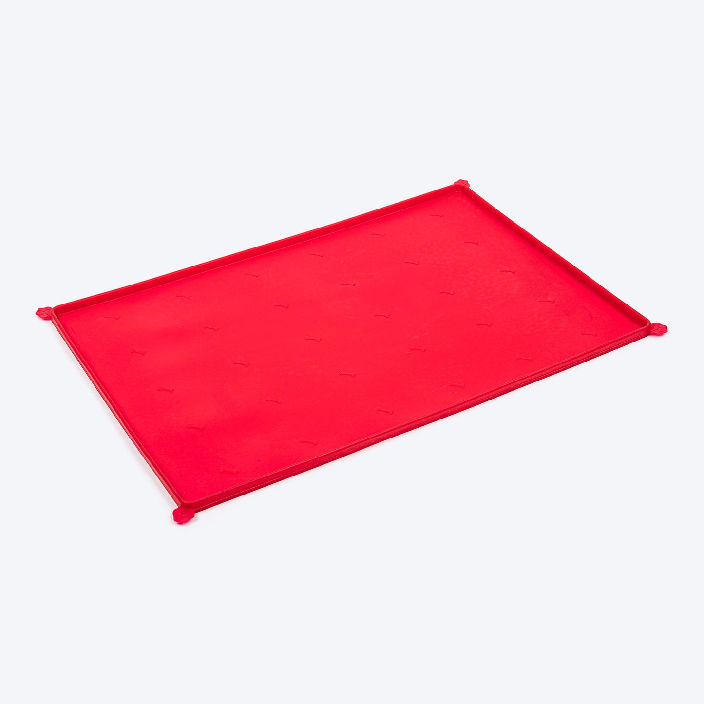 HUFT Anti Spill Rectangle Bowl Mat For Dog & Cat - Red - Heads Up For Tails