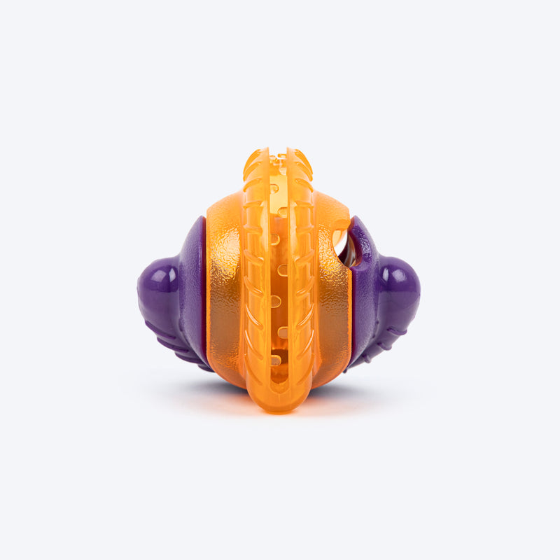 Dash Dog Chomping Champ Ball Toy For Dog - Orange & Purple - Heads Up For Tails