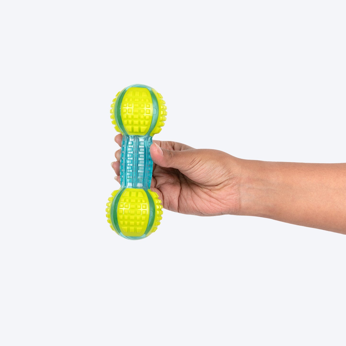 Dash Dog Gnaw & Go Squeaky Toy For Dog - Neon Green & Blue - Heads Up For Tails