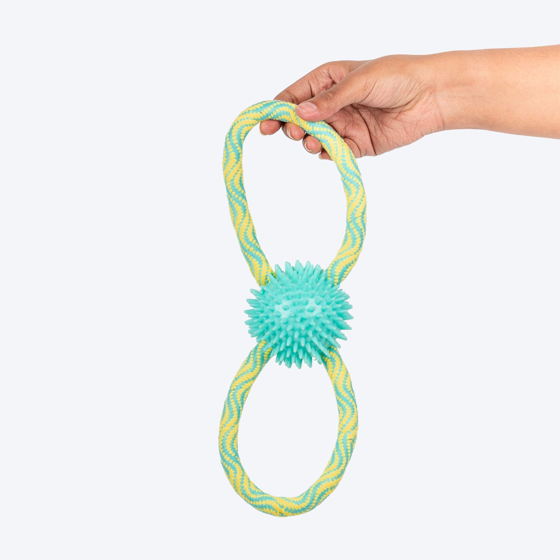 TLC Bite Loop Rope Toy For Dog - Yellow & Turquoise - Heads Up For Tails
