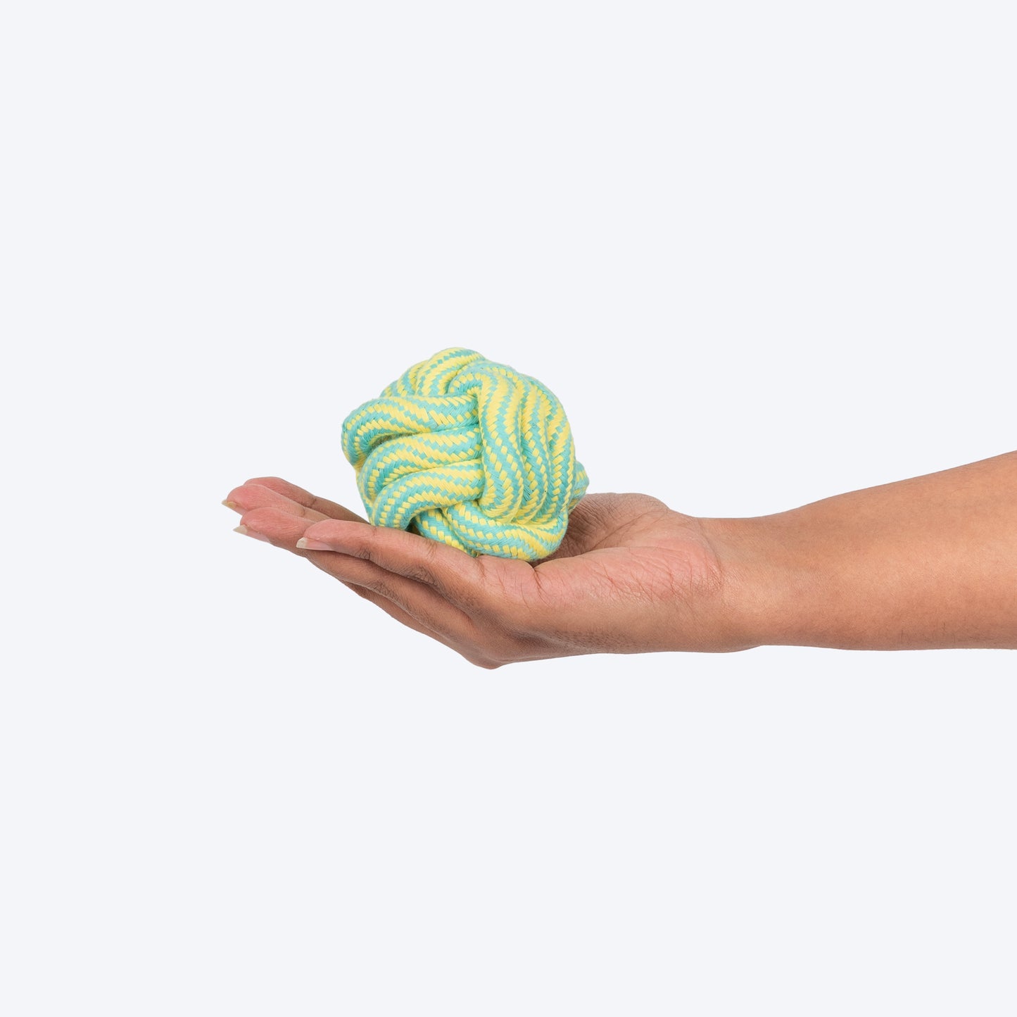 TLC Tug Knot Ball Rope Toy For Dog - Yellow & Turquoise - Heads Up For Tails
