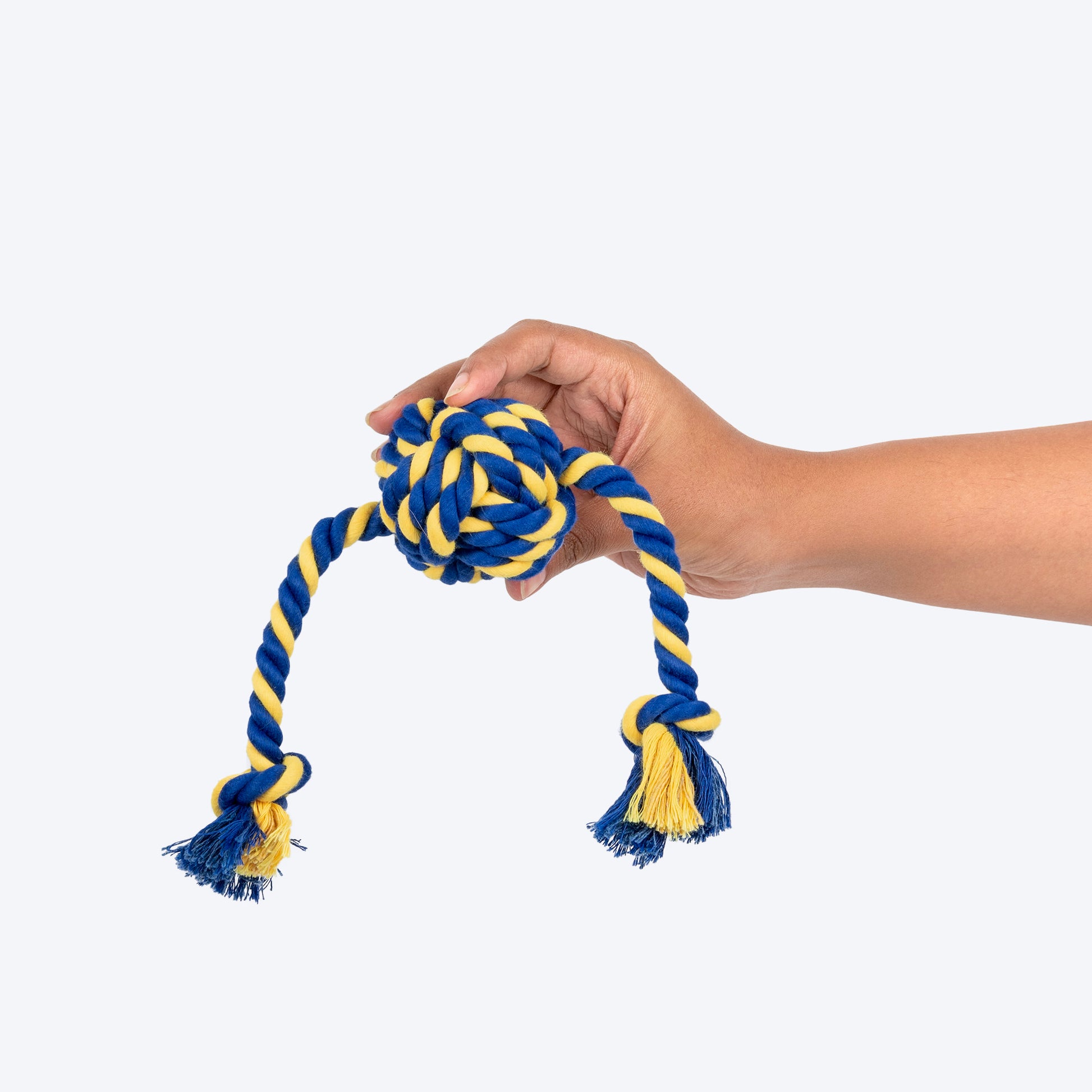 TLC Knot Ruff Rope Toy For Puppies & Small Dog - Yellow & Blue - Heads Up For Tails