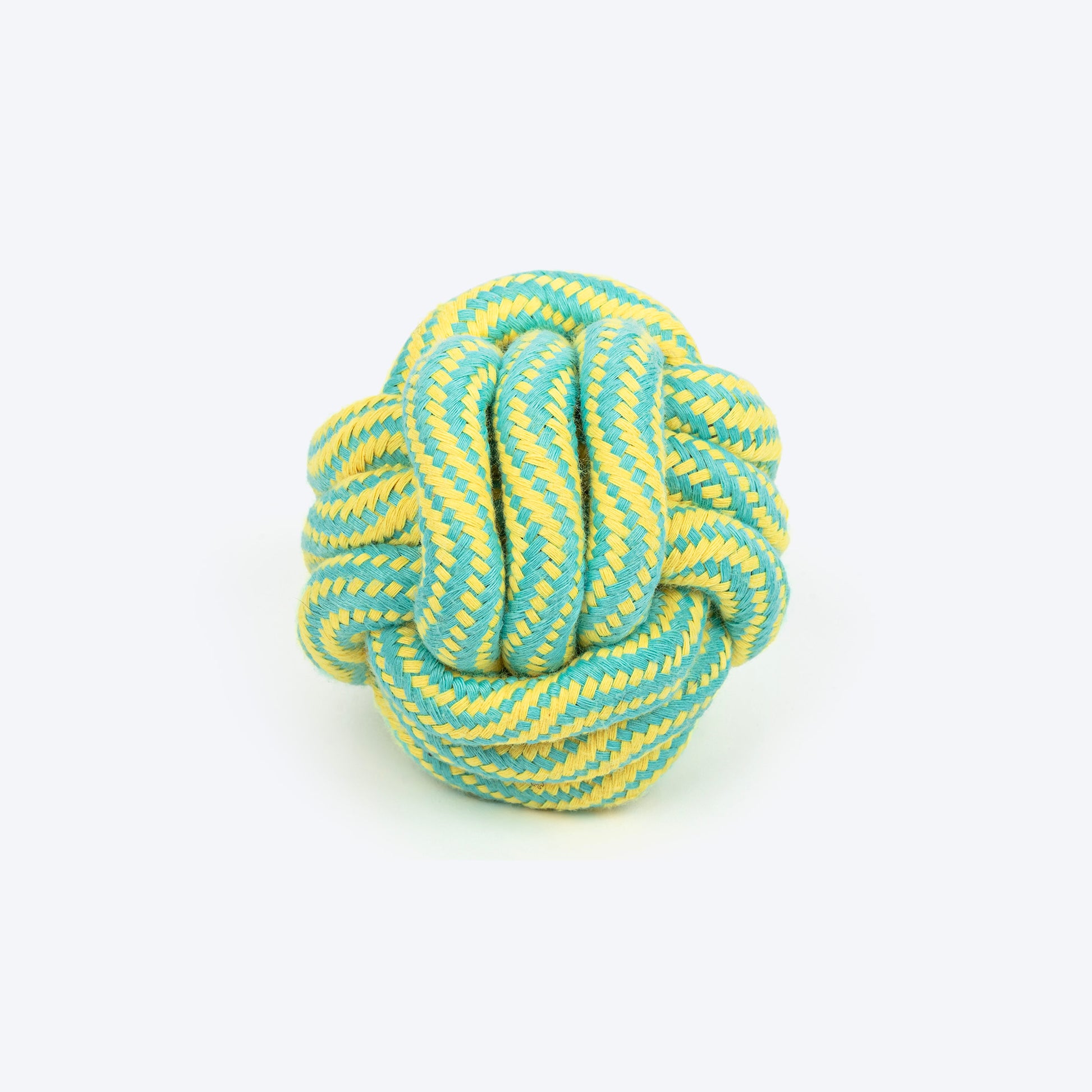 TLC Tug Knot Ball Rope Toy For Dog - Yellow & Turquoise - Heads Up For Tails