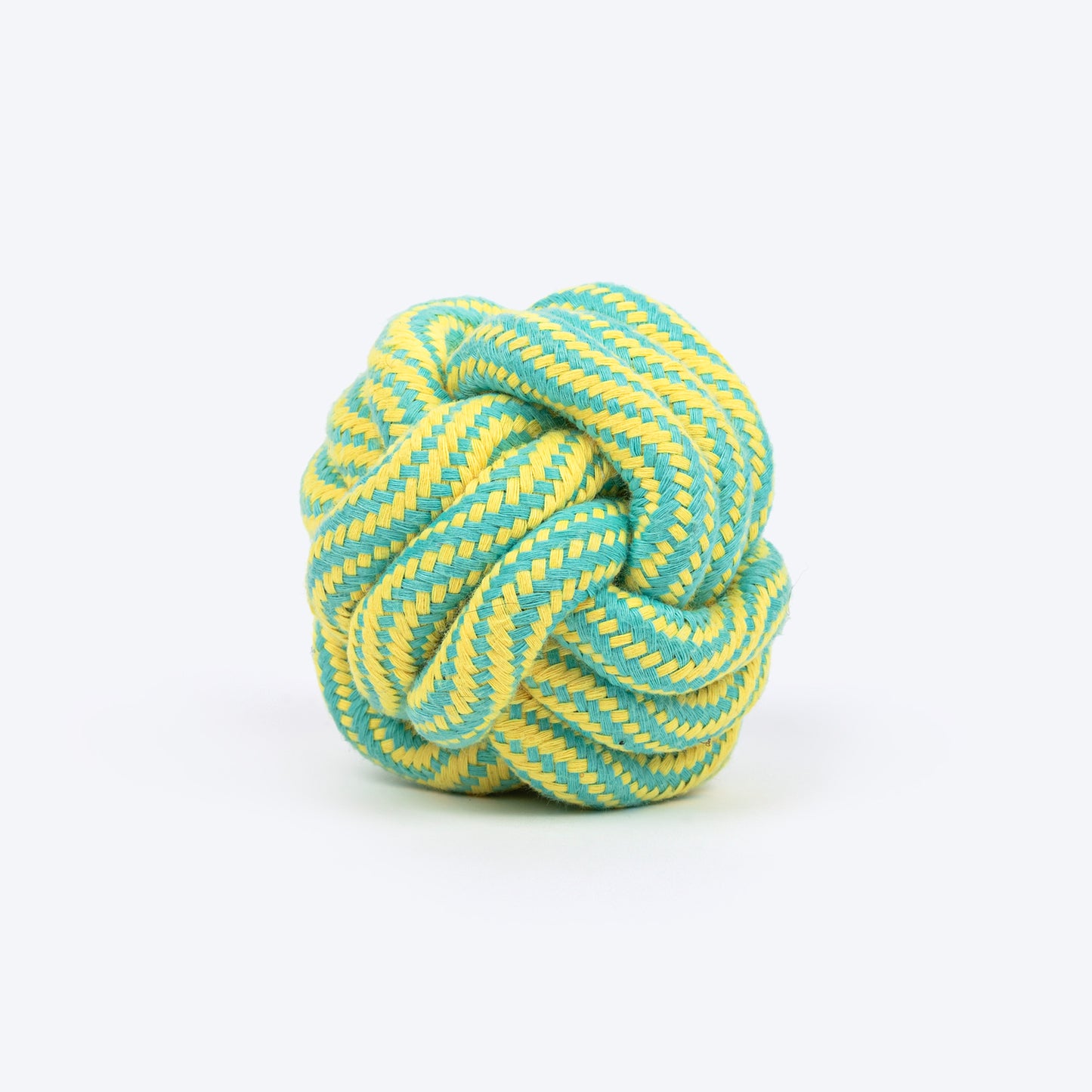 TLC Tug Knot Ball Rope Toy For Dog - Yellow & Turquoise - Heads Up For Tails
