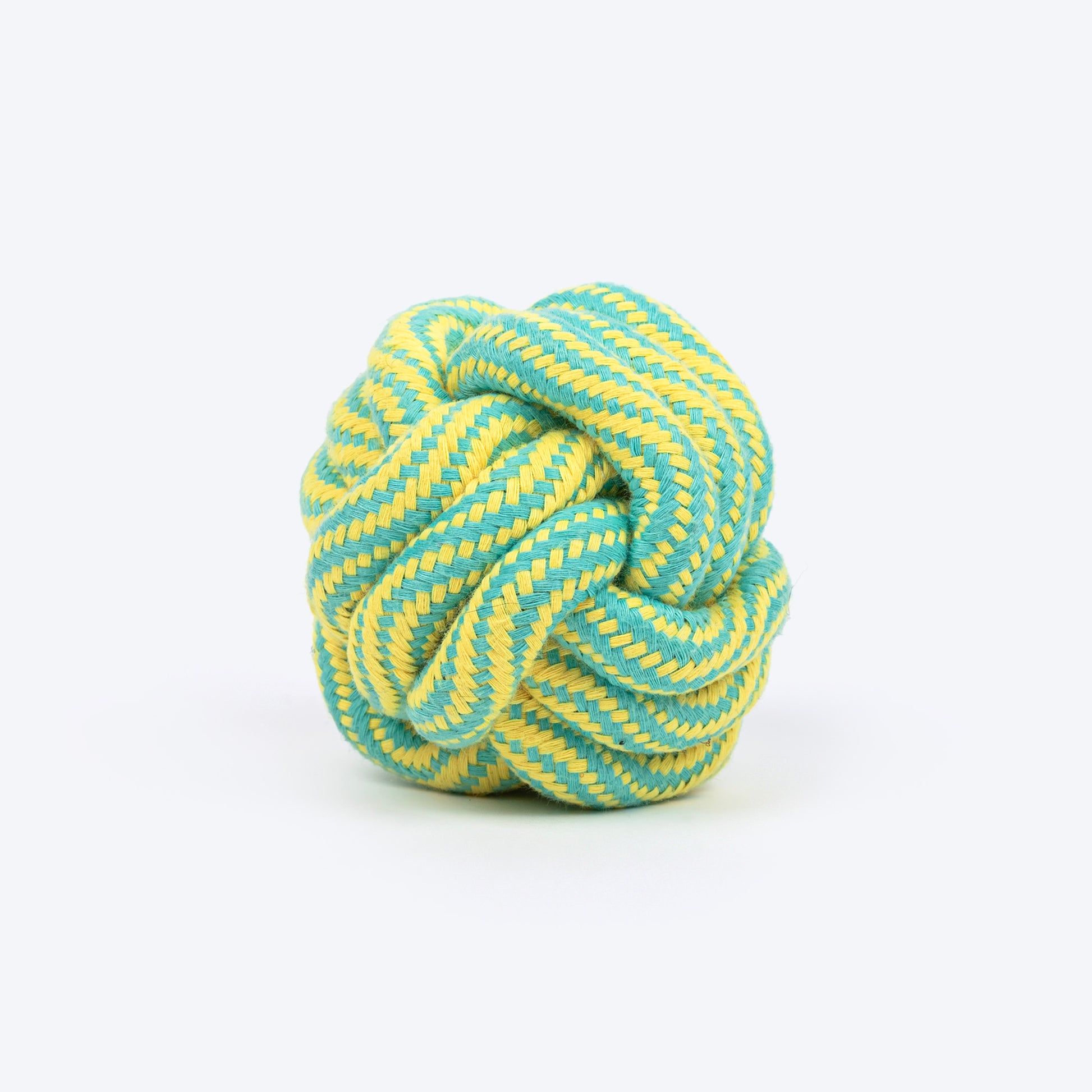 TLC Tug Knot Ball Rope Toy For Dog - Yellow & Turquoise - Heads Up For Tails