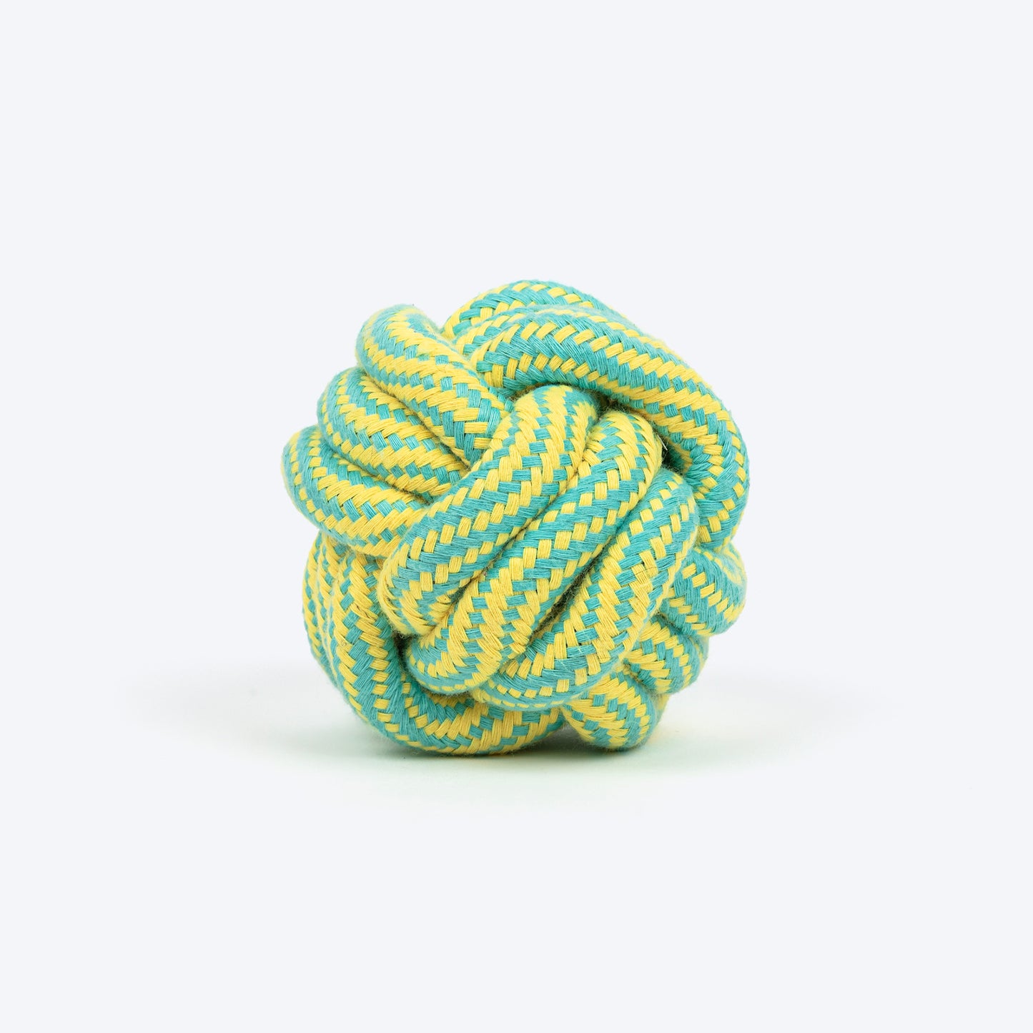 TLC Tug Knot Ball Rope Toy For Dog - Yellow & Turquoise - Heads Up For Tails