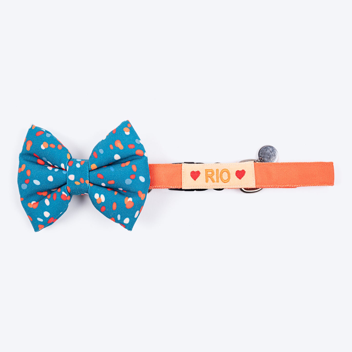 HUFT Personalised Colour Pop Fabric Collar For Dogs With Free Bow Tie - Teal Green - Heads Up For Tails