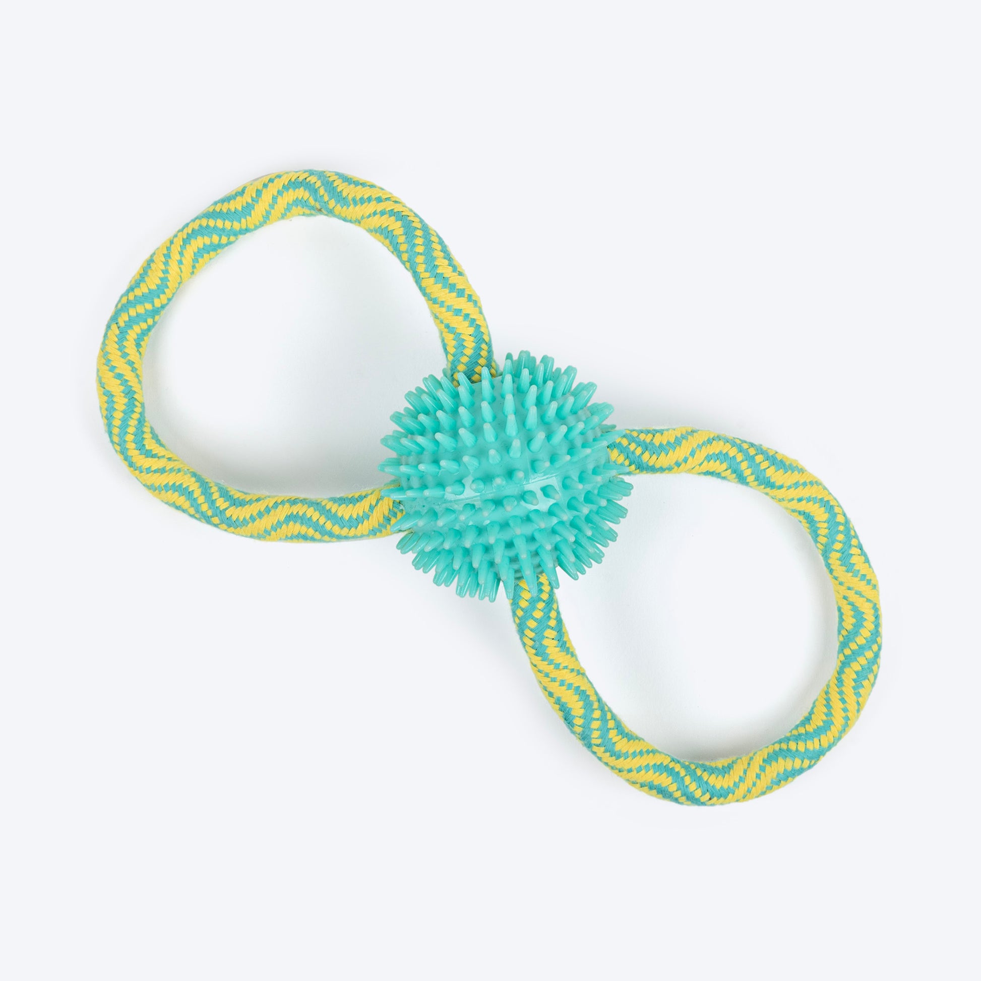 TLC Bite Loop Rope Toy For Dog - Yellow & Turquoise - Heads Up For Tails