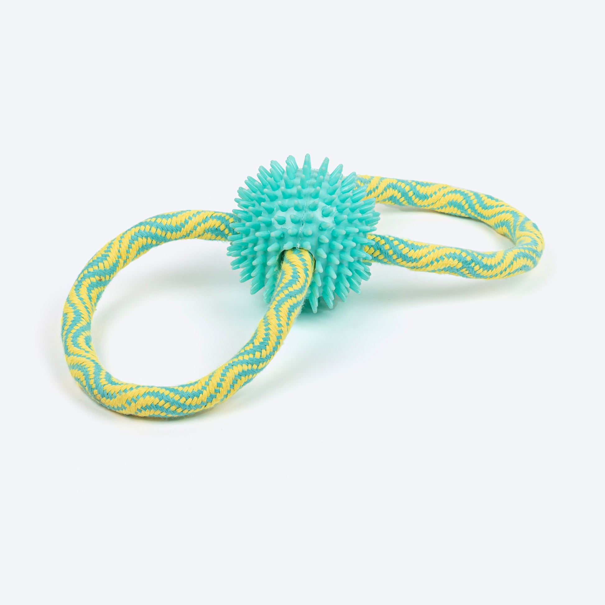 TLC Bite Loop Rope Toy For Dog - Yellow & Turquoise - Heads Up For Tails