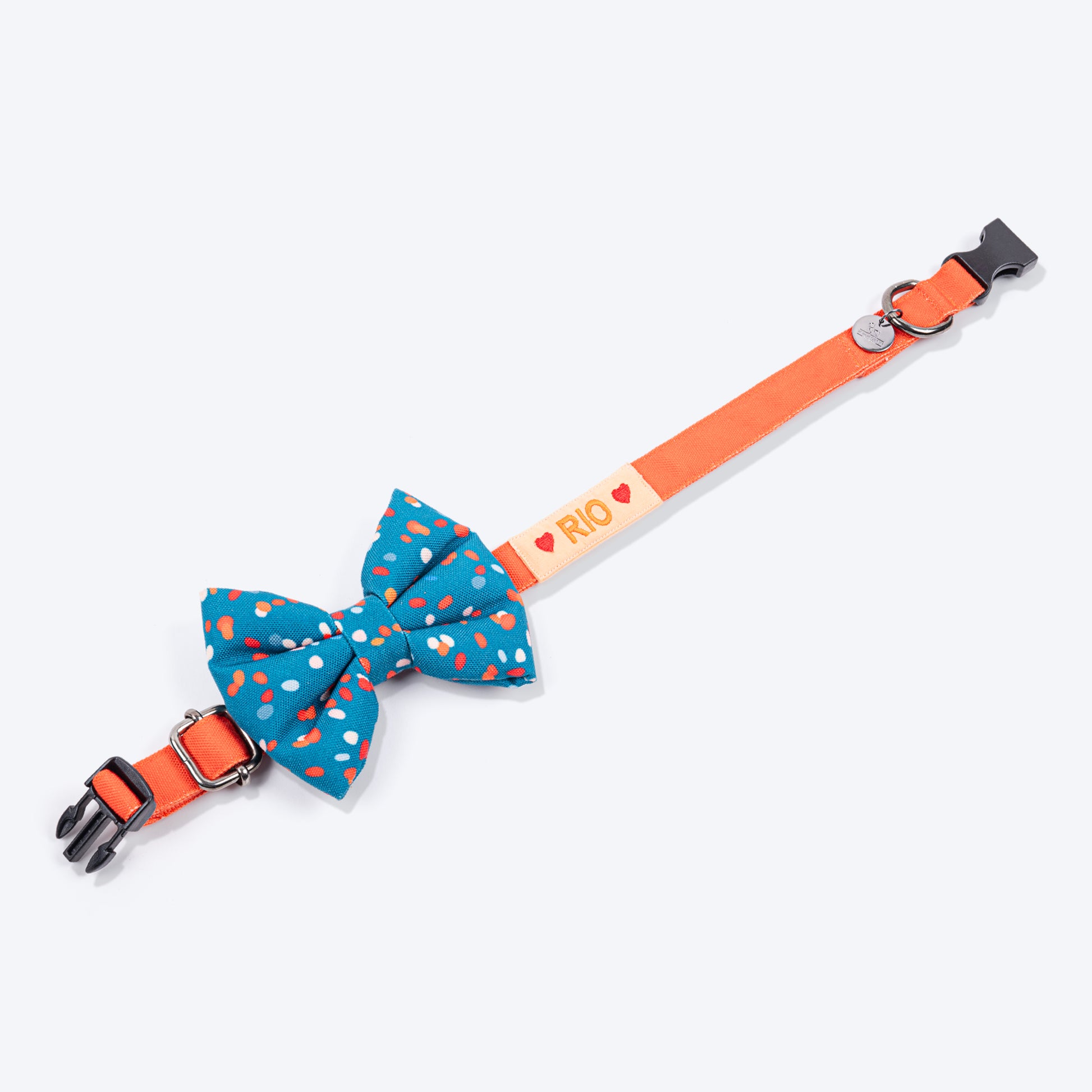 HUFT Personalised Colour Pop Fabric Collar For Dogs With Free Bow Tie - Teal Green - Heads Up For Tails