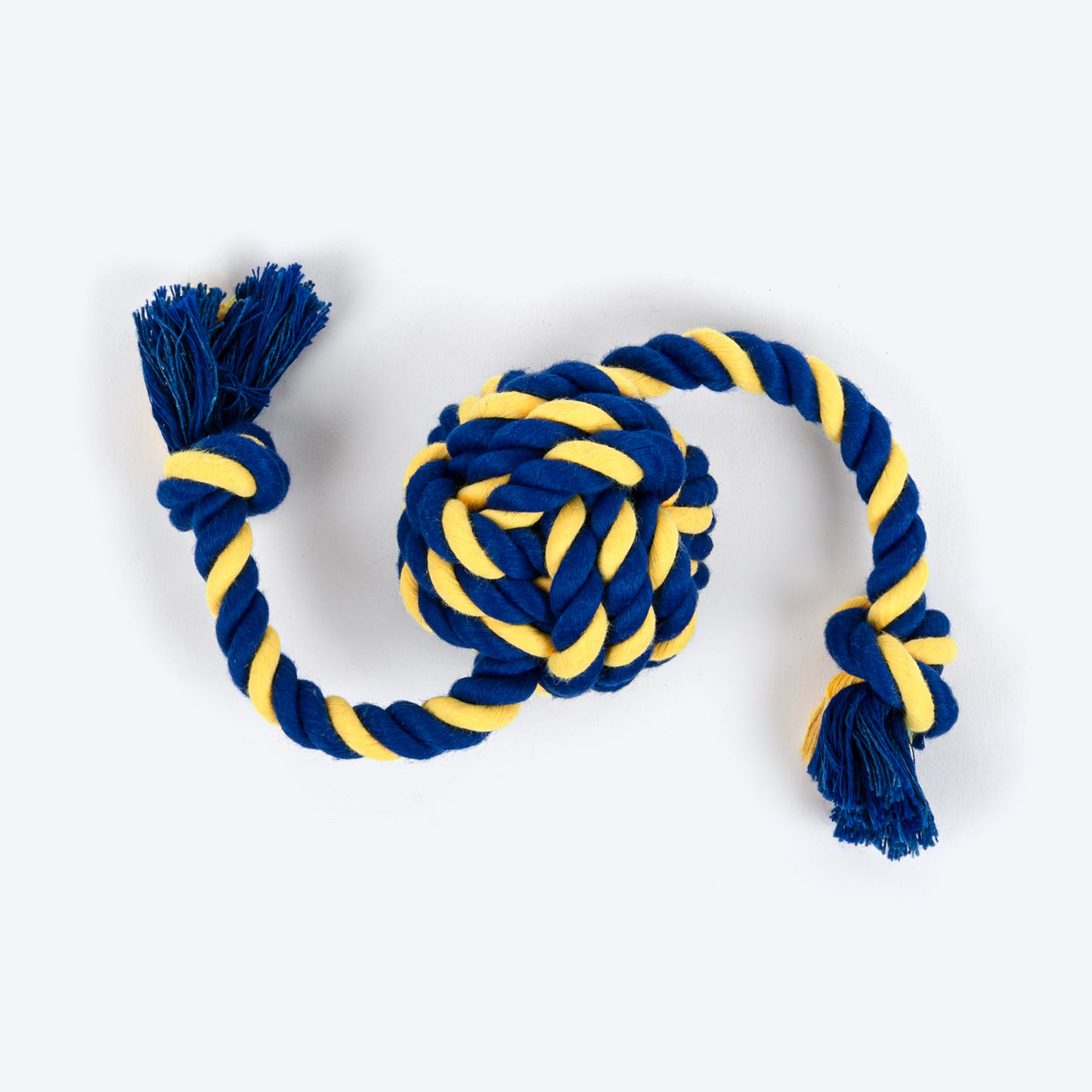 TLC Knot Ruff Rope Toy For Puppies & Small Dog - Yellow & Blue - Heads Up For Tails