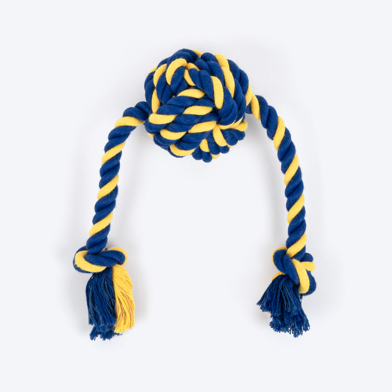 TLC Knot Ruff Rope Toy For Puppies & Small Dog - Yellow & Blue - Heads Up For Tails