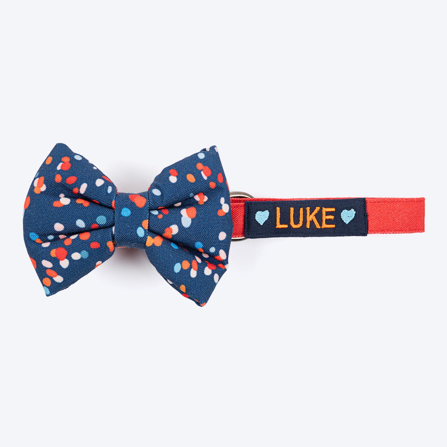 HUFT Personalised Colour Pop Fabric Collar For Dogs With Free Bow Tie - Navy Blue - Heads Up For Tails