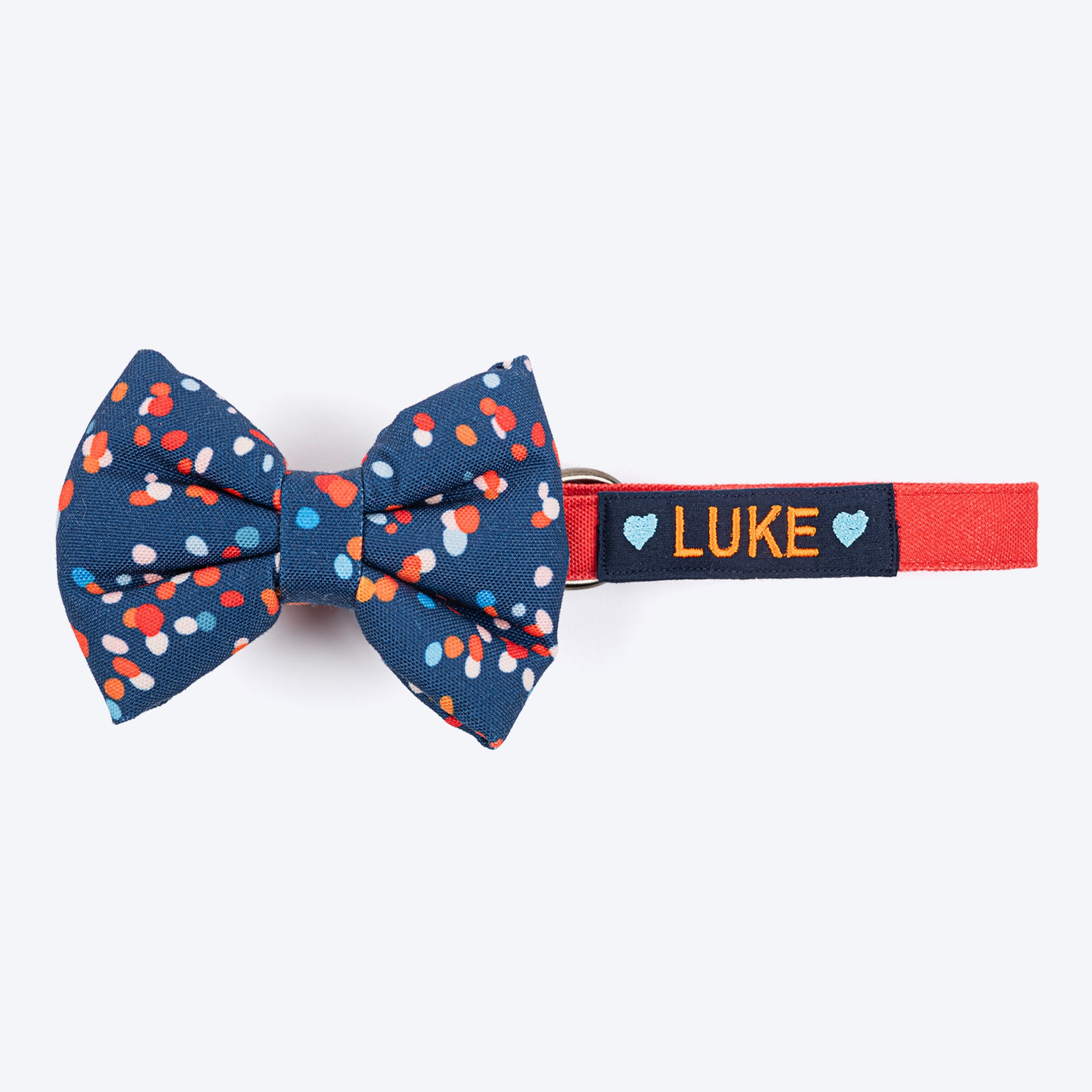 HUFT Personalised Colour Pop Fabric Collar For Dogs With Free Bow Tie - Navy Blue - Heads Up For Tails