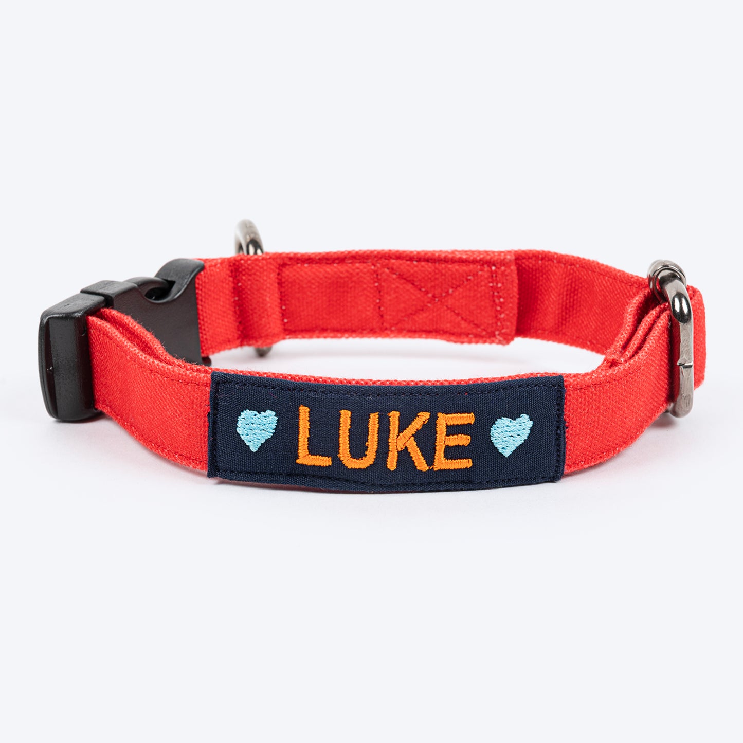 HUFT Personalised Colour Pop Fabric Collar For Dogs With Free Bow Tie - Navy Blue - Heads Up For Tails