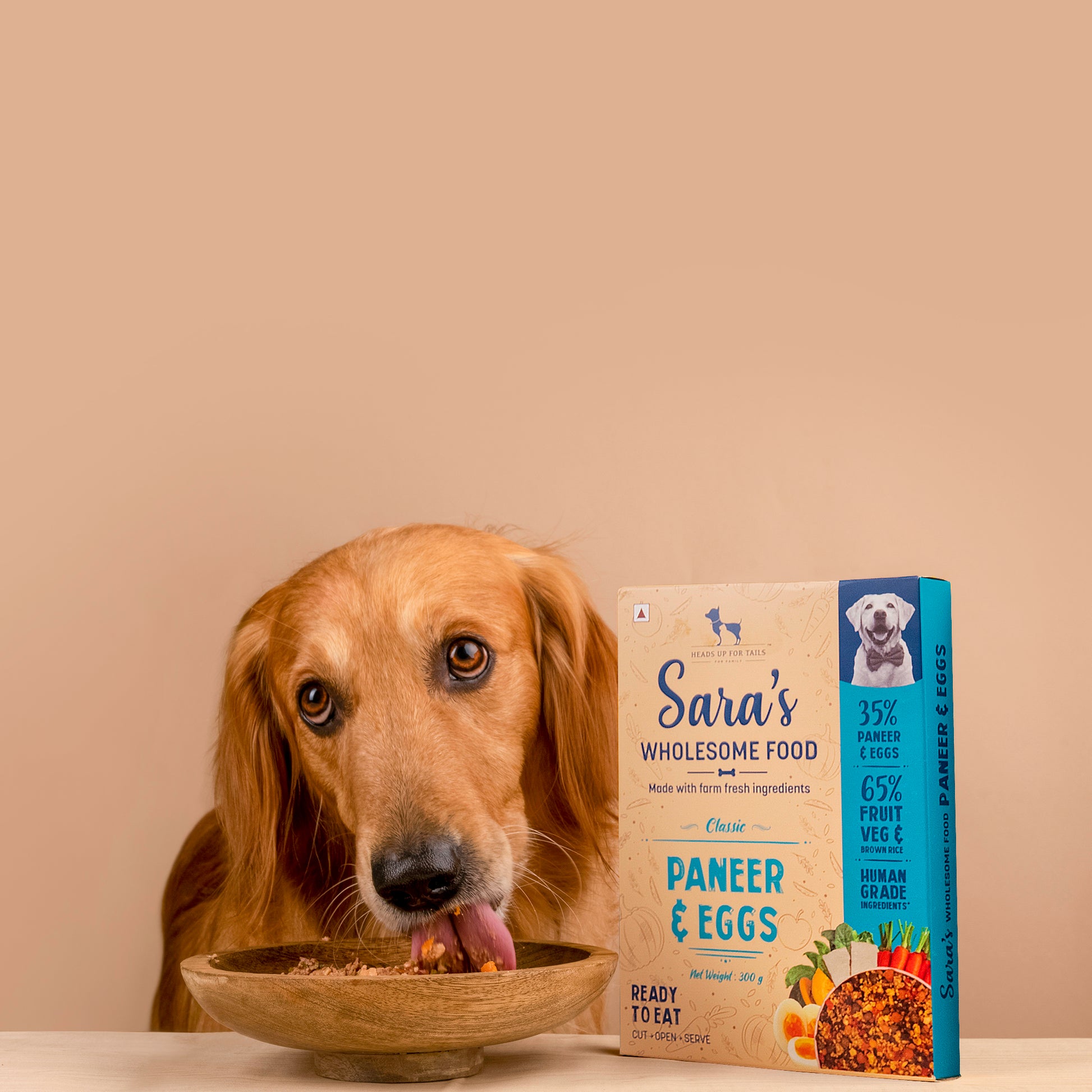 HUFT Sara's Wholesome Food - Classic Paneer And Eggs Dog Food (300gm Packs) - Heads Up For Tails