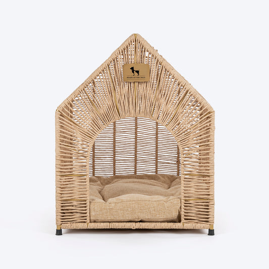 HUFT Furry Fort Hut With Cushion For Cat - Beige - Heads Up For Tails