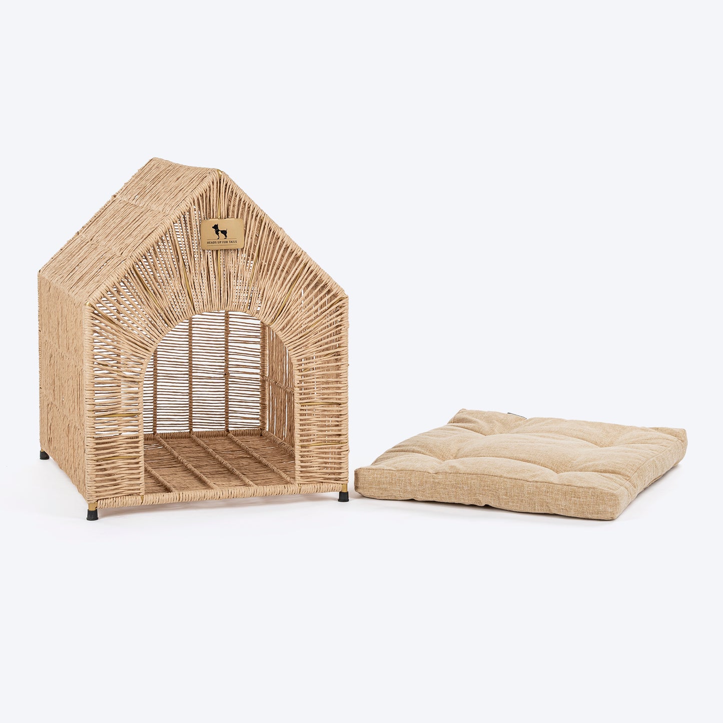 HUFT Furry Fort Hut With Cushion For Cat - Beige