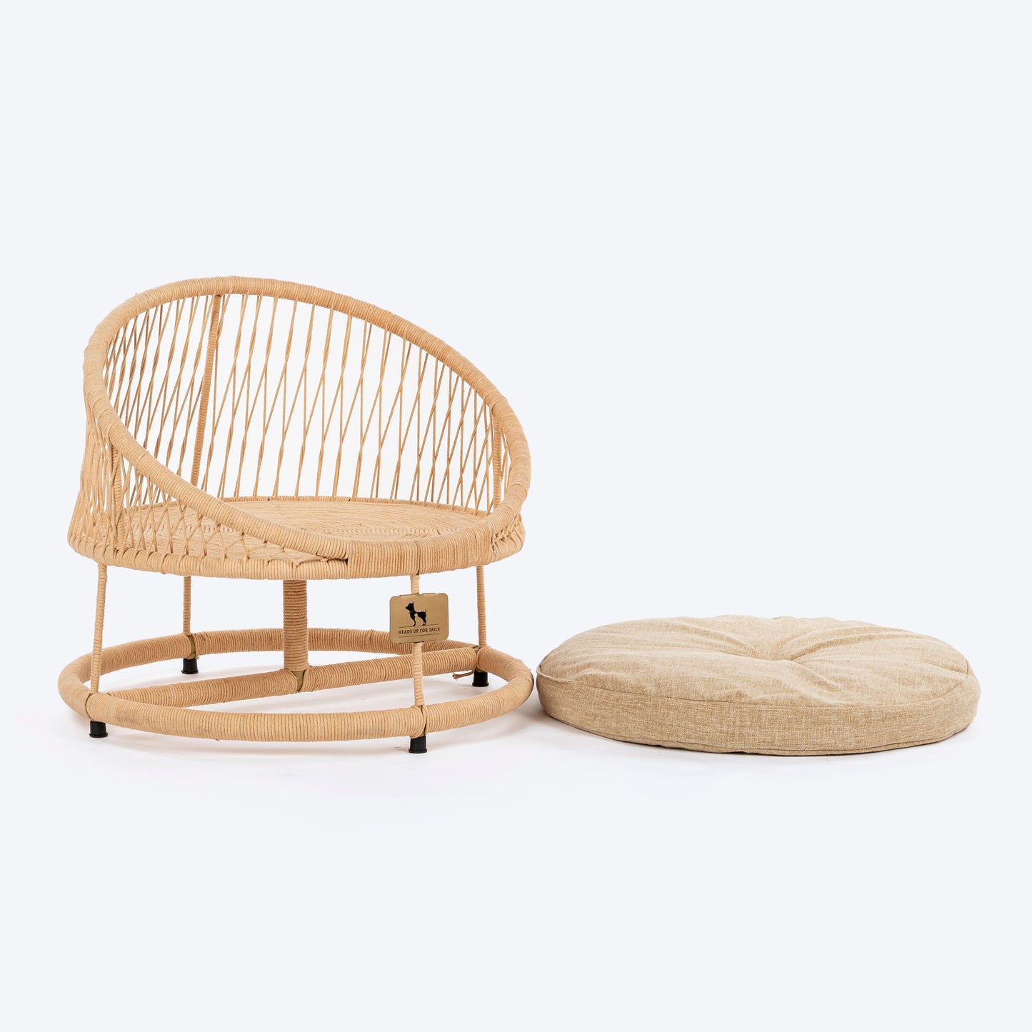 HUFT Purrfect Snuggle Elevated Bed With Cushion For Cat - Beige