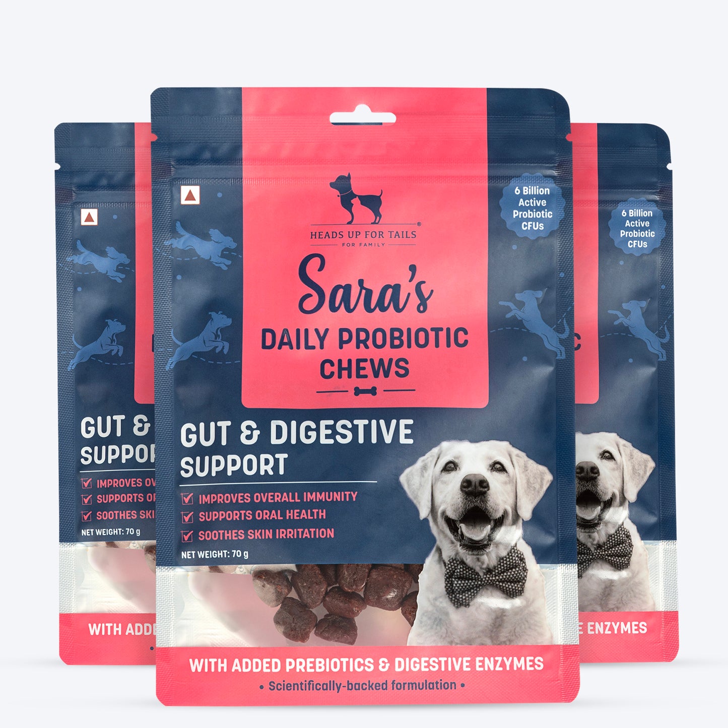 Sara's Daily Probiotic Chews: Gut & Digestive Support Treats For Dog - 70 gm