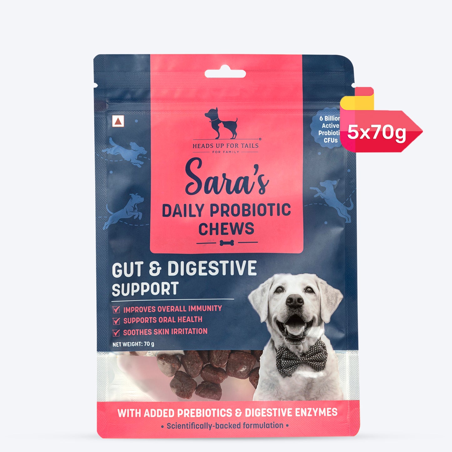 Sara's Daily Probiotic Chews: Gut & Digestive Support Treats For Dog - 70 gm