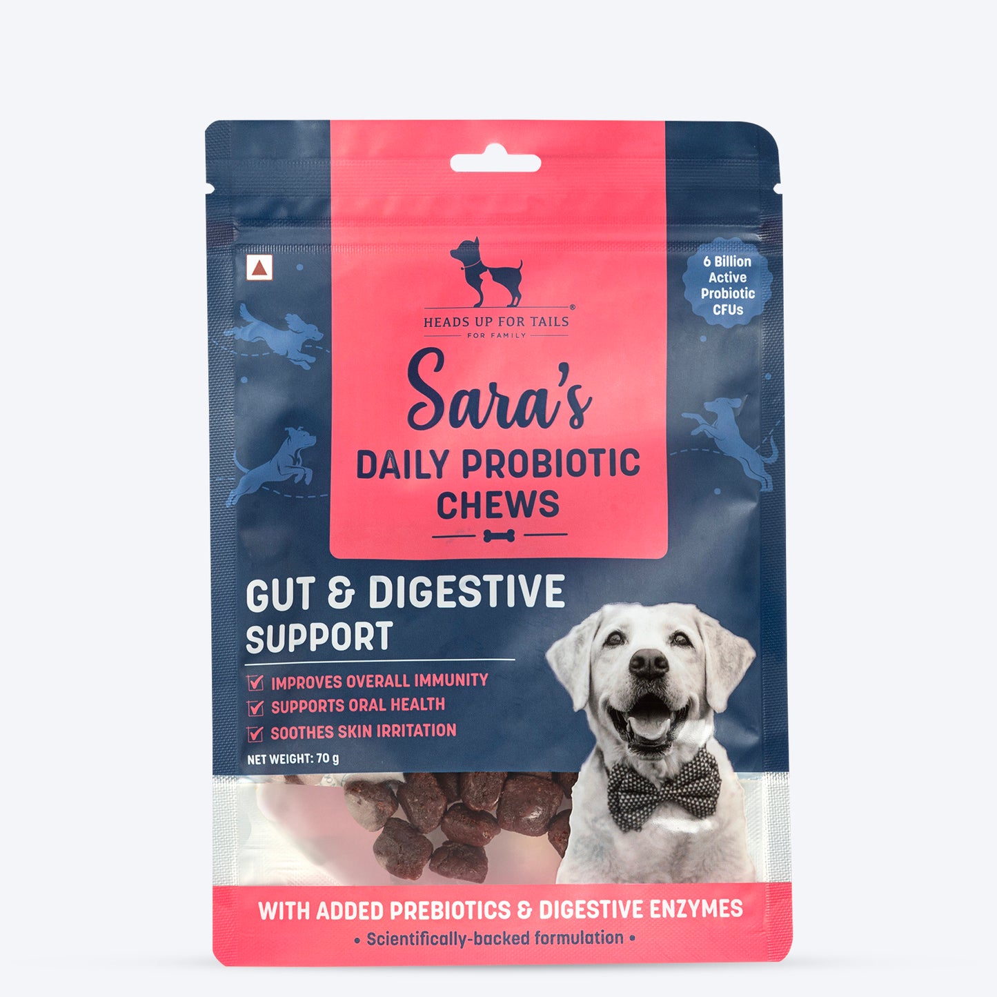 Sara's Daily Probiotic Chews: Gut & Digestive Support Treats For Dog - 70 gm