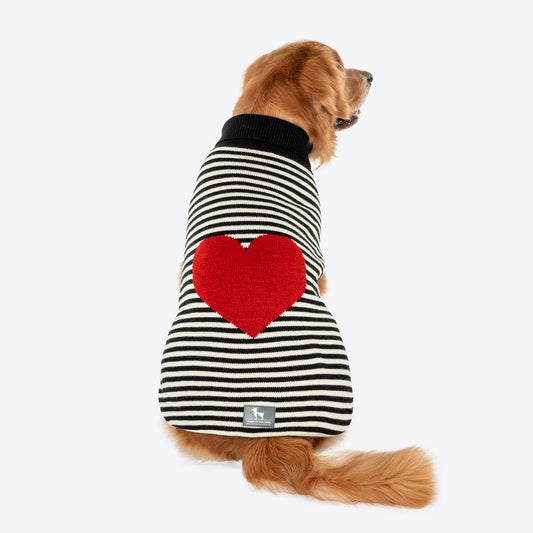 HUFT Sweetheart Stripe Sweater For Dog - Black & White - Heads Up For Tails