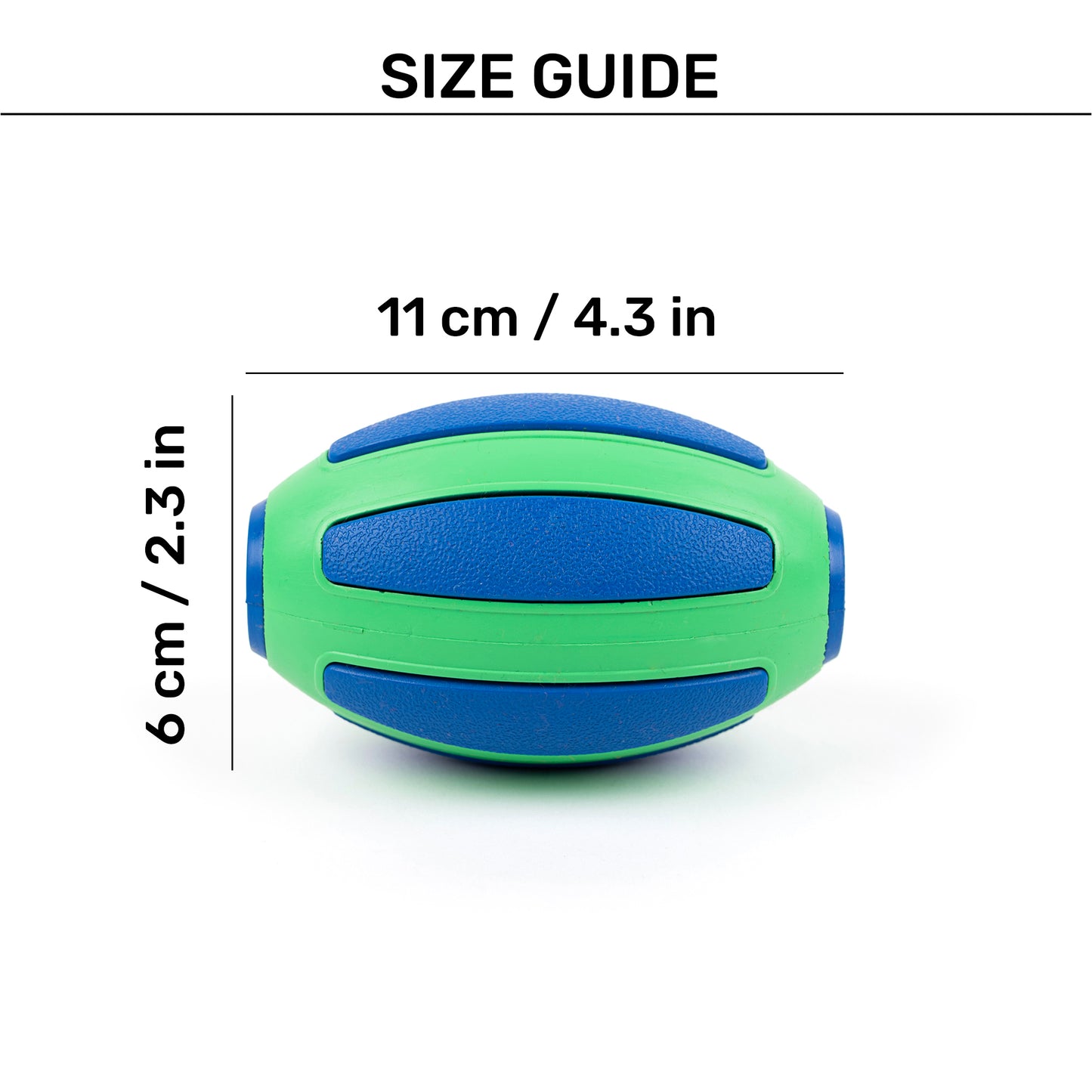 HUFT Rugby Chew Toy For Dog - Blue & Green - Heads Up For Tails