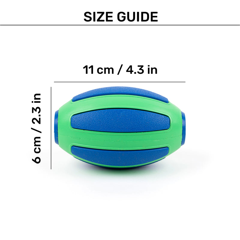 HUFT Rugby Chew Toy For Dog - Blue & Green - Heads Up For Tails