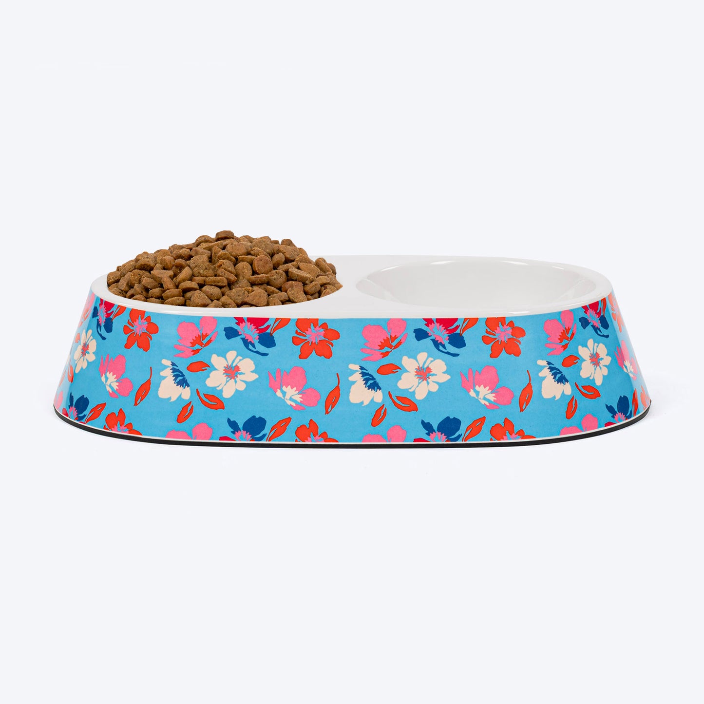 HUFT Summer Bloom Printed Melamine Double Diner For Dog - Blue - Heads Up For Tails