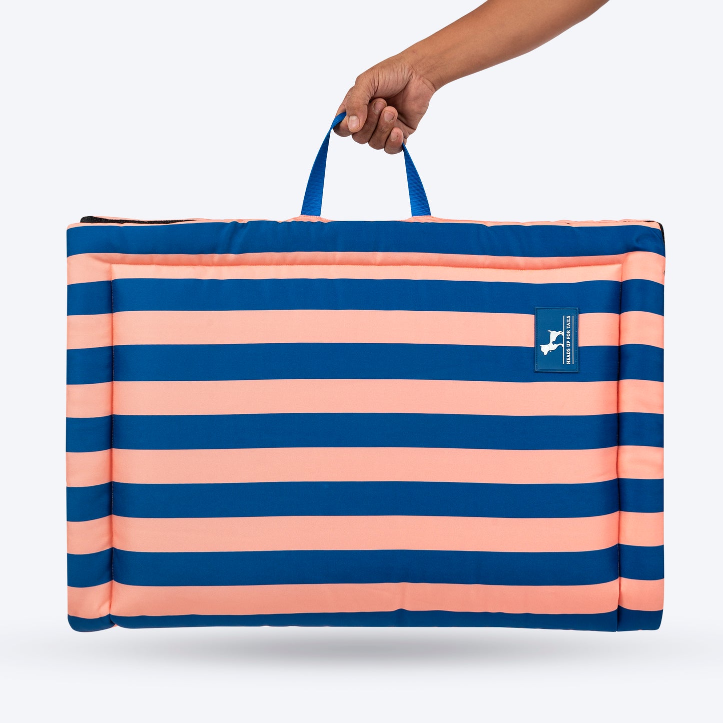HUFT Happy Stripes Mat For Dog - Navy & Peach - Heads Up For Tails