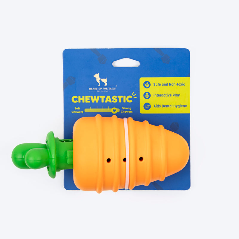 HUFT Chewtastic Fill-N-Fun Carrot Chew Toy For Dog - Orange & Green - Heads Up For Tails