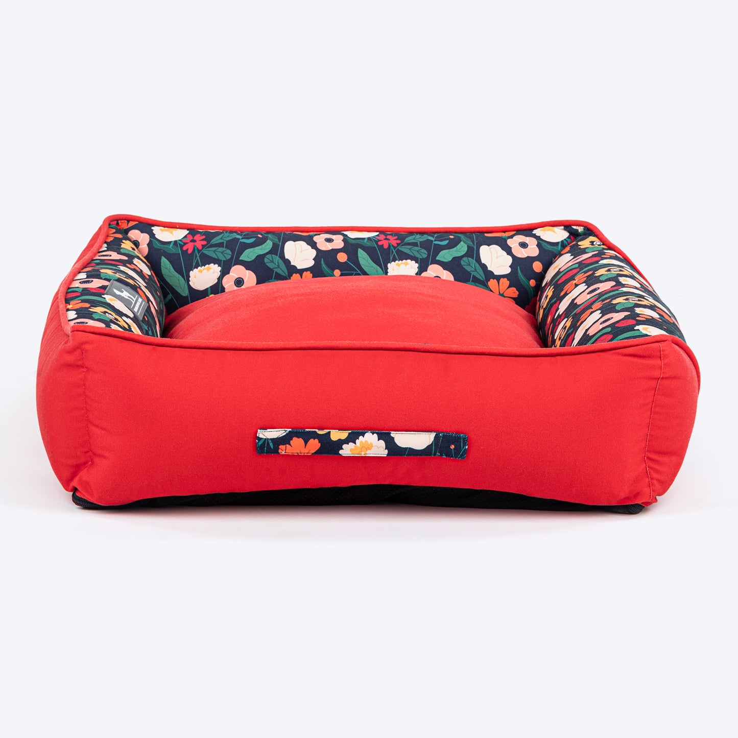 HUFT Personalised Floral Fusion Lounger Bed For Dog - Red - Heads Up For Tails